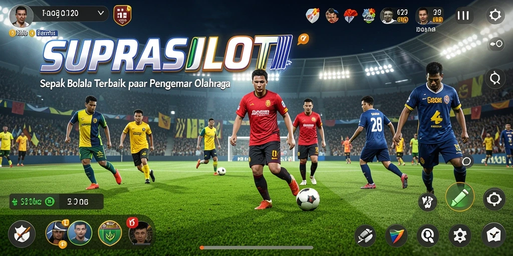 Tampilan gameplay sepak bola yang menegangkan dan realistis.